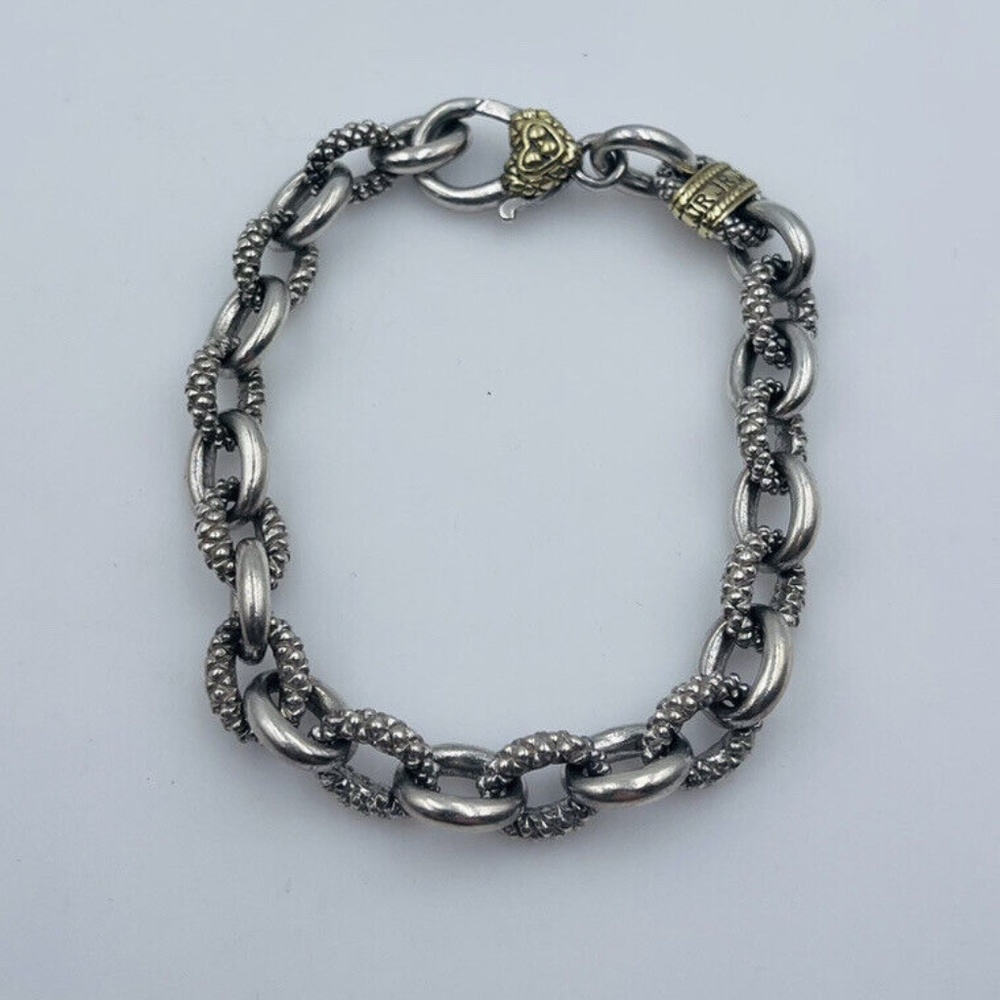 Judith Ripka JR Two Sterling Silver & 18k Gold Link Chain Bracelet